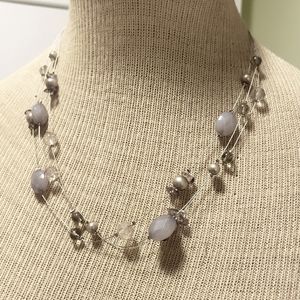 Last Chance - Bundle and Save - Floating pearl 3 row necklace